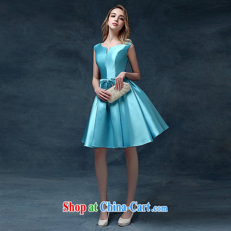 According to Lin Sha Evening Dress 2015 new Korean short spring and summer bows bridal Wedding Fashion moderator dress dresses blue L, according to Lin, Elizabeth, and shopping on the Internet