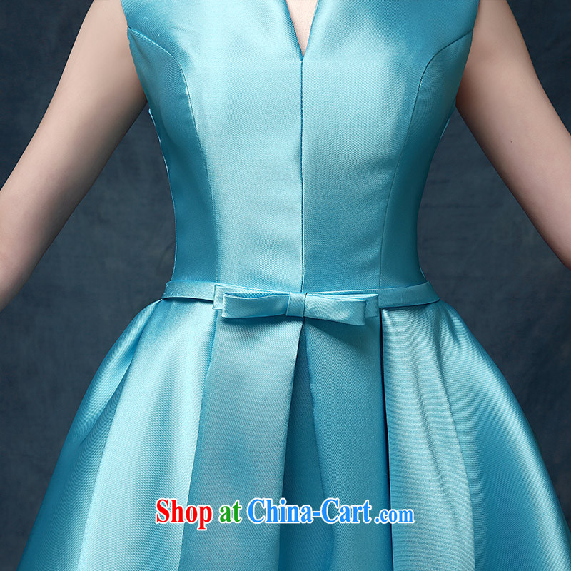 According to Lin Sha Evening Dress 2015 new Korean short spring and summer bows bridal Wedding Fashion moderator dress dresses blue L, according to Lin, Elizabeth, and shopping on the Internet