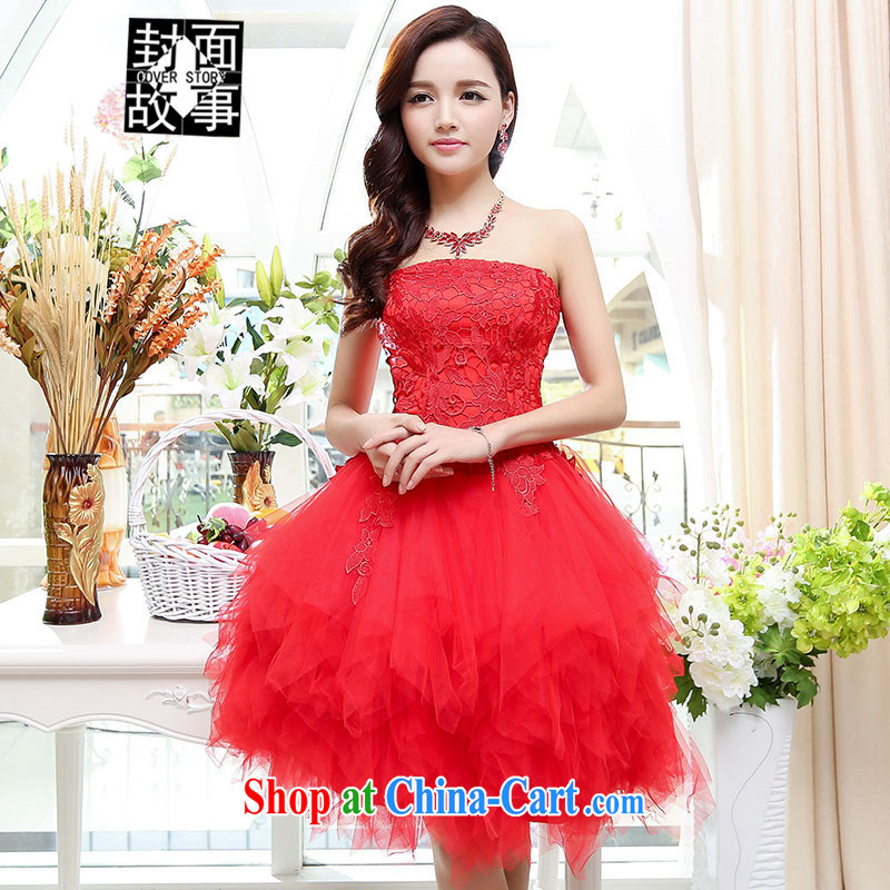 Cover Story 2015 summer new are qualities and wiped his chest sweet lady shaggy skirts swing dresses wedding dresses bridesmaid clothing red XL