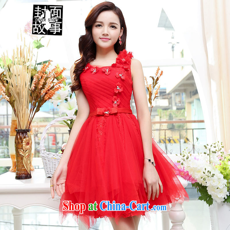 Cover Story 2015 summer elegant lady snow woven embroidery sleeveless dresses dress the skirt with sister bridesmaid clothing bridal red XL