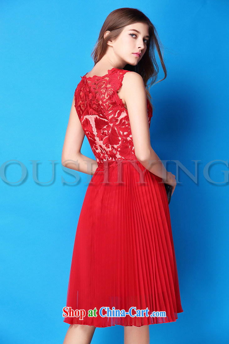 The poetry film summer 2015 new Openwork embroidery beads staples high waist 100 hem dresses marriage small red dress uniform toast girl skirt red XL pictures, price, brand platters! Elections are good character, the national distribution, so why buy now enjoy more preferential! Health