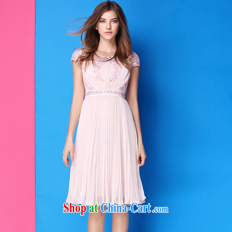 The poetry film summer 2015 new women in Europe and America with the stylish and the Pearl River Delta (PRD embroidered 100 hem, with cultivating small dress dresses pink XL, European poetry (oushiying), shopping on the Internet