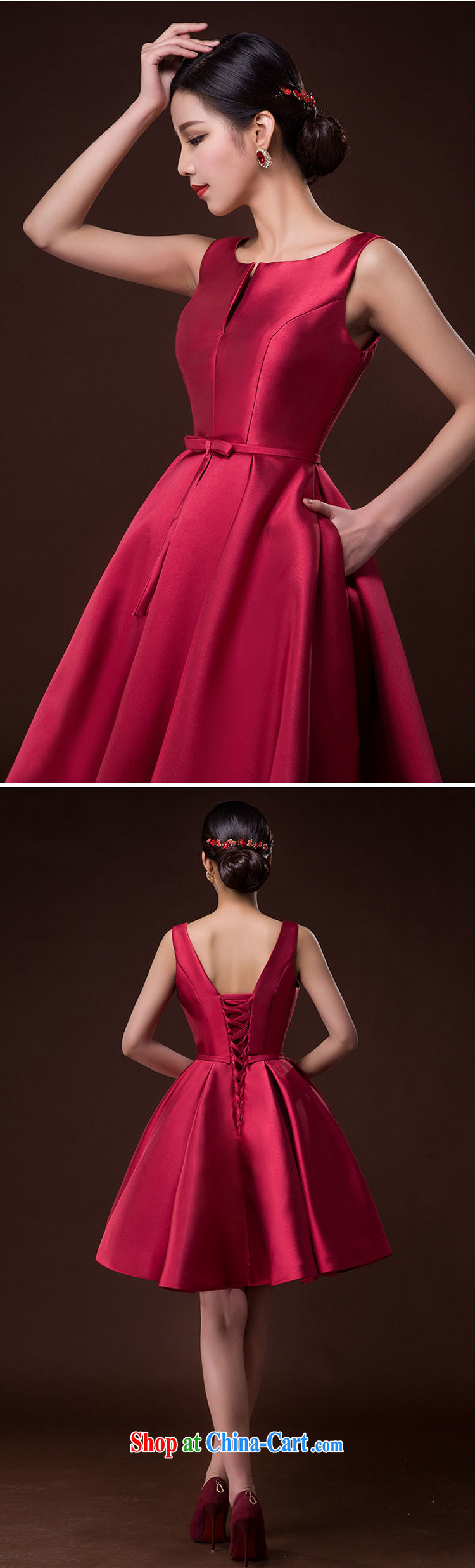 2015 new bride wedding toast serving female moderator dress Brocade tie sleeveless red dress, champagne color M pictures, price, brand platters! Elections are good character, the national distribution, so why buy now enjoy more preferential! Health