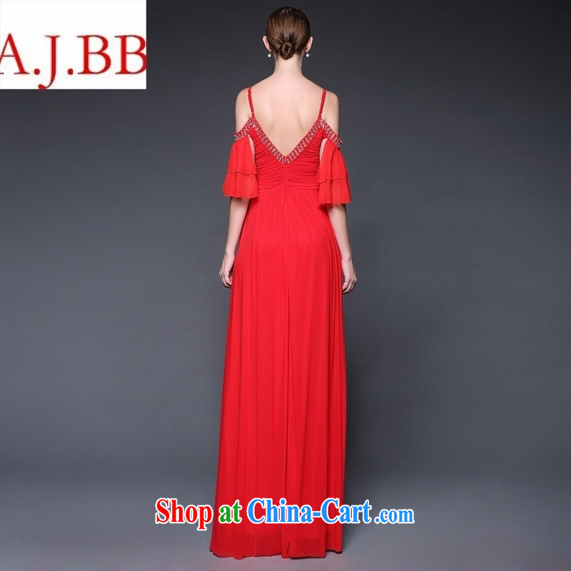 The European site 2015 summer new bare shoulders nails Pearl strap with sin-long evening dress dresses W 5014 red are code, A . J . BB, shopping on the Internet