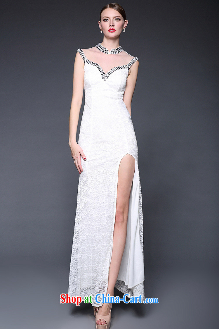 2015 new stitching lace manually staple Pearl dresses long, the forklift truck beauty dress dresses W 0143 white are code pictures, price, brand platters! Elections are good character, the national distribution, so why buy now enjoy more preferential! Health
