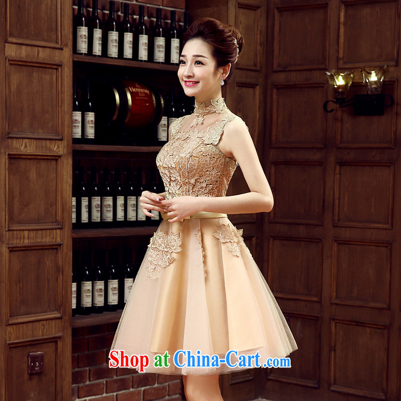 Sexy package shoulder small dress party banquet Evening Dress bride wedding toast serving short service performance 2015 new spring and summer Car Show car the banquet later stage with gold M, time, and shopping on the Internet