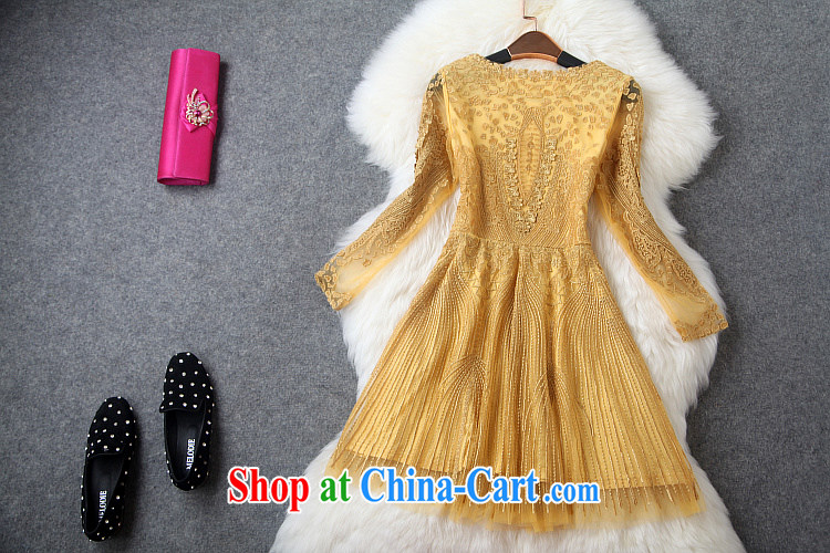 Caynova summer 2015 new stylish high-end yarn Web sexy beauty embroidery graphics thin dress dress gold XL pictures, price, brand platters! Elections are good character, the national distribution, so why buy now enjoy more preferential! Health