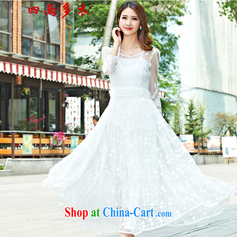 More than 42 garment hook 2015 flower Openwork Lace Embroidery antique arts ultra-large goddess Beach Resort long skirt 1335 white L