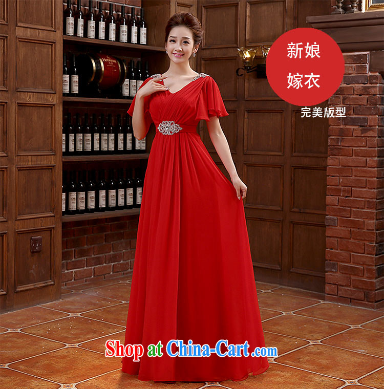 Toasting Service Bridal Fashion 2015 new shoulders V collar dress long bridal dresses serving toast wedding dresses red XL pictures, price, brand platters! Elections are good character, the national distribution, so why buy now enjoy more preferential! Health