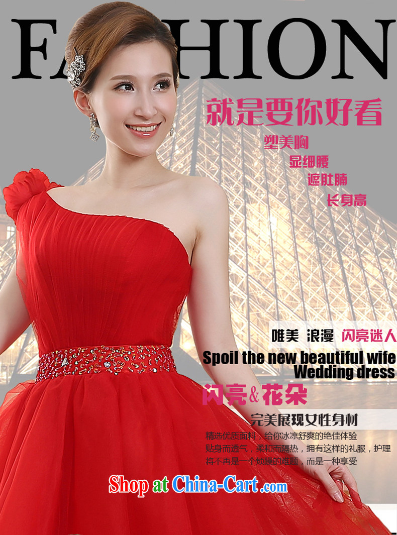 Evening Dress 2015 new Korean Red single shoulder short banquet spring and summer toast serving marriages and stylish bridesmaid female Red XL pictures, price, brand platters! Elections are good character, the national distribution, so why buy now enjoy more preferential! Health