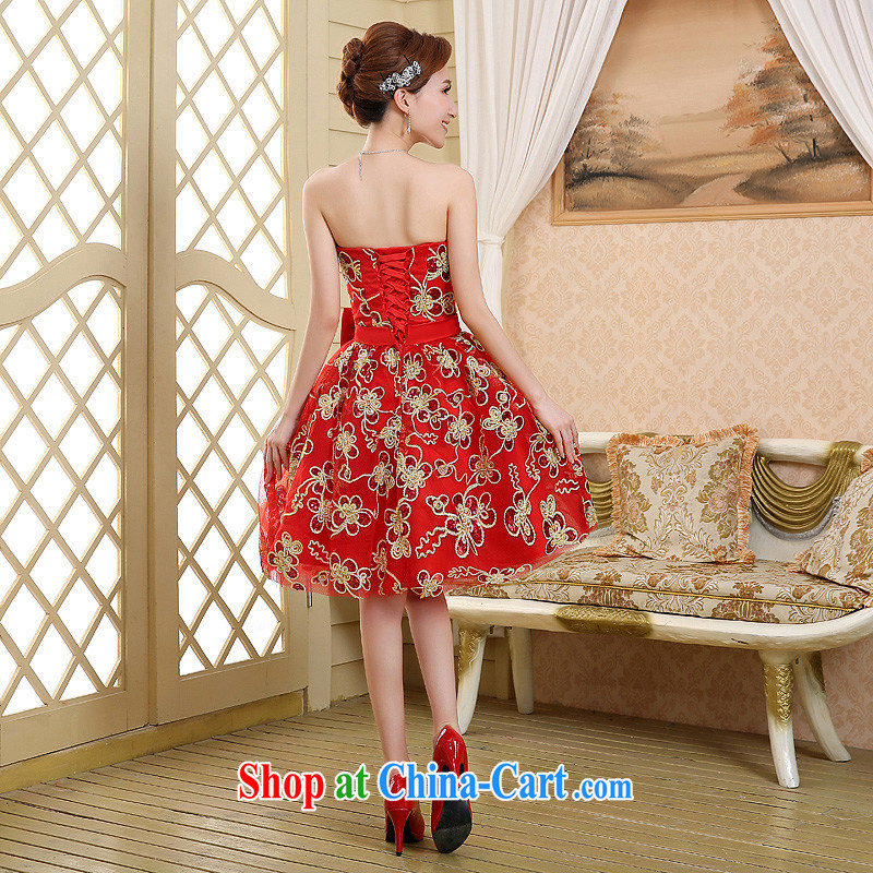 2015 new spring and summer small dress dress bridesmaid dresses in marriage show banquet chair chest bare dress short red XXL, Diane M Ki, shopping on the Internet