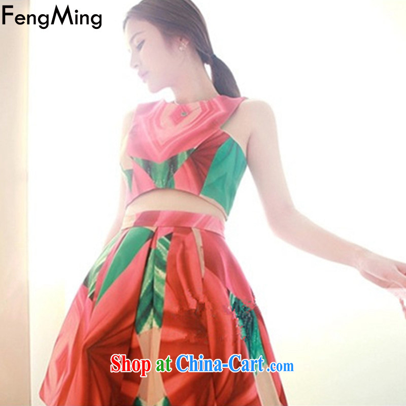 Abundant Ming the European site big vest dress girl stamp high waist skirt body Kit 2015 summer New Picture Color M, HSBC Ming (FengMing), online shopping