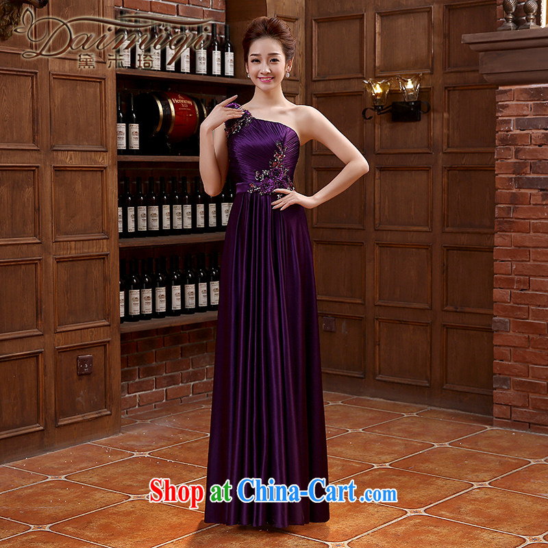 bridesmaid dress long skirt tie bows wedding Korean dresses silk snow woven beauty purple XXL