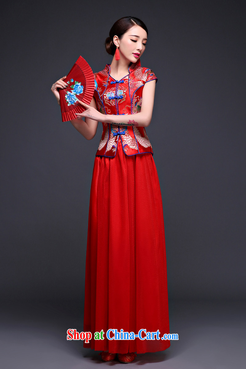 Snow Lotus bridal toast cheongsam spring/summer uniform toasting Chinese brides 2015 New Red entered marriage clothes outfit red S pictures, price, brand platters! Elections are good character, the national distribution, so why buy now enjoy more preferential! Health