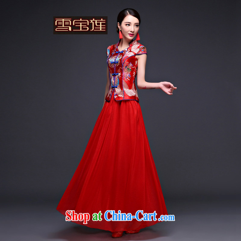 Snow Lotus bridal toast cheongsam spring/summer uniform toasting Chinese brides 2015 New Red entered marriage clothing cheongsam red S, snow-po lin (XUEBAOLIAN), online shopping