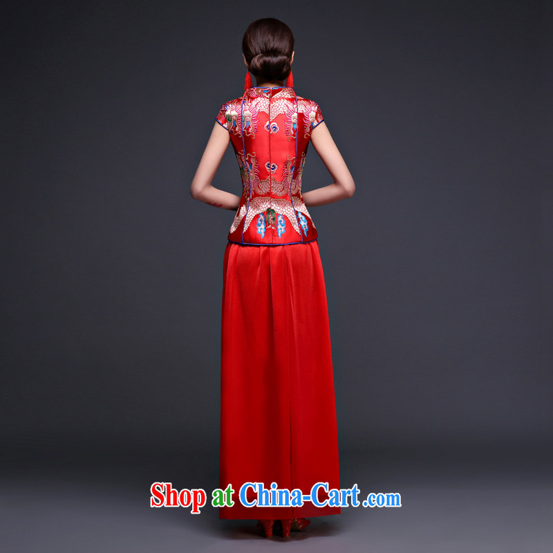 Snow Lotus bridal toast cheongsam spring/summer uniform toasting Chinese brides 2015 New Red entered marriage clothing cheongsam red S, snow-po lin (XUEBAOLIAN), online shopping