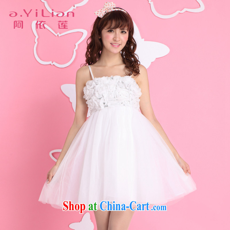 In accordance with the Hualien 2015 summer new sweet three-dimensional flowers spell Web yarn shaggy dress Princess-dress ceremony CZ 22180466 this white XL