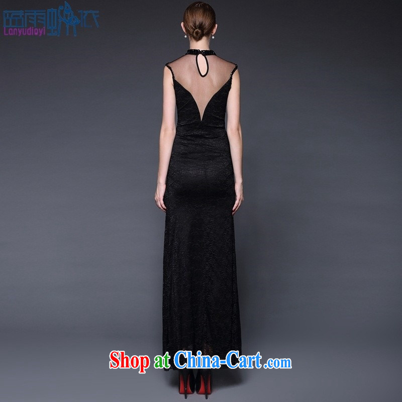 Blue rain bow in accordance with * 2015 new stitching lace manually staple Pearl dresses long, the forklift truck beauty dress dresses W 0143 black, code, blue rain bow, and shopping on the Internet