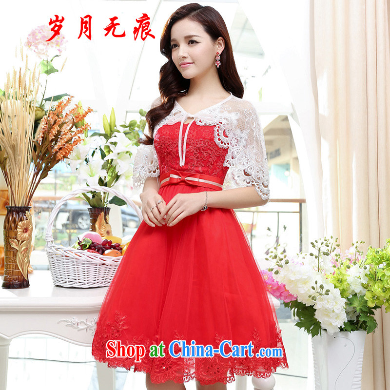 2015 new dresses dresses wedding dresses Chinese spring and summer red lace retro improved bridal toast clothing cheongsam red XL
