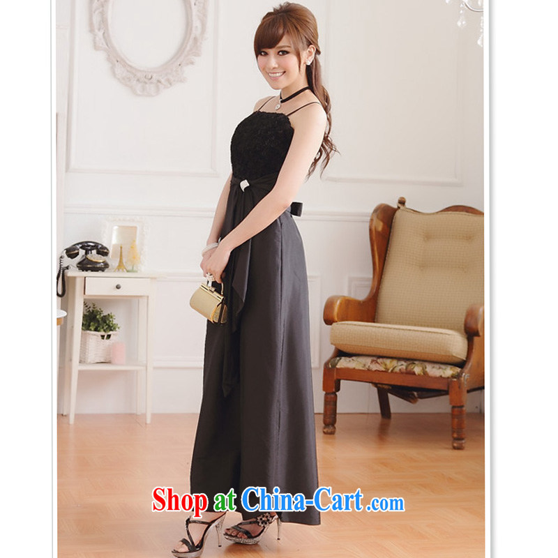 The package-mail the code female chest flower rose straps long version A field large even skirt high waist Evening Dress atmospheric evening dress celebration annual dress black color XXL, facilitating Philippines and the United States, shopping on the In