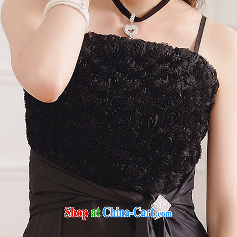 The package-mail the code female chest flower rose straps long version A field large even skirt high waist Evening Dress atmospheric evening dress celebration annual dress black color XXL, facilitating Philippines and the United States, shopping on the In