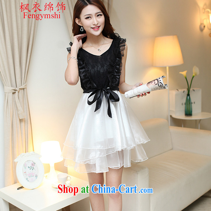 Feng Yi cotton trim 2015 new summer V collar sexy Princess shaggy European root yarn small dress lace dress girls black, code, and Feng Yi cotton ornaments, and shopping on the Internet