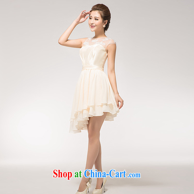 2015 Korean version of the new, small short dresses bridal wedding dresses dinner will lace bows bridesmaid dress short, champagne color other size will be 20