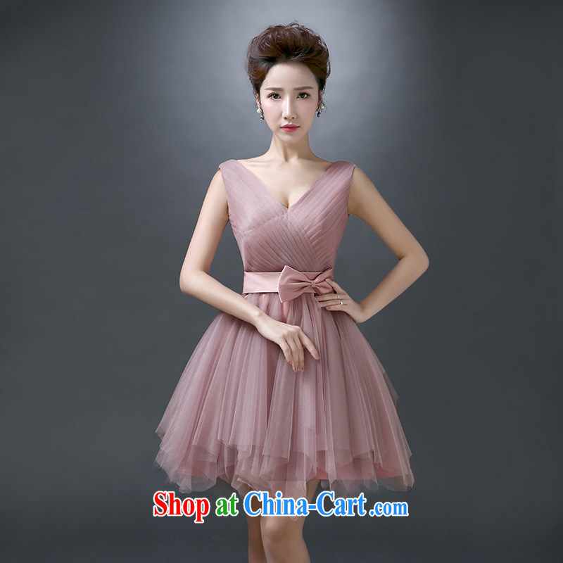 White first to about a strap bridesmaid Service Bridal toast serving double-shoulder banquet summer evening dress short, 2015 new bridesmaid dress small dress skirt 豆沙 color XL, white first about, shopping on the Internet