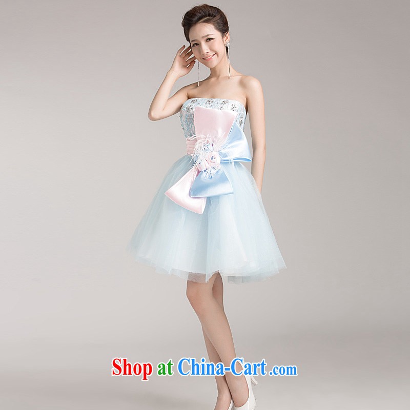 Ho full court dress show moderator clothing Korean short Princess toast clothing stage price service shadow floor clothing light blue M, Ho full chamber, shopping on the Internet
