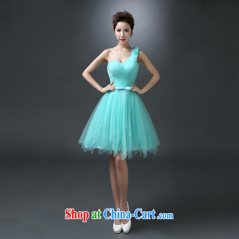 White first to approximately 2015 new bridesmaid serving short single shoulder style banquet dress short wedding bridal toast summer service shaggy skirts Ice Blue L, white first to about, shopping on the Internet