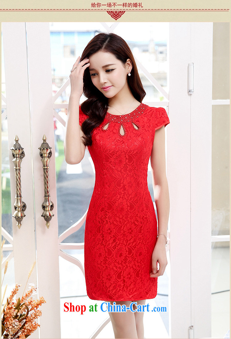 2015 summer edition Korea beauty with retro short-sleeve package and lace cheongsam dress skirts dresses 1539 red L pictures, price, brand platters! Elections are good character, the national distribution, so why buy now enjoy more preferential! Health