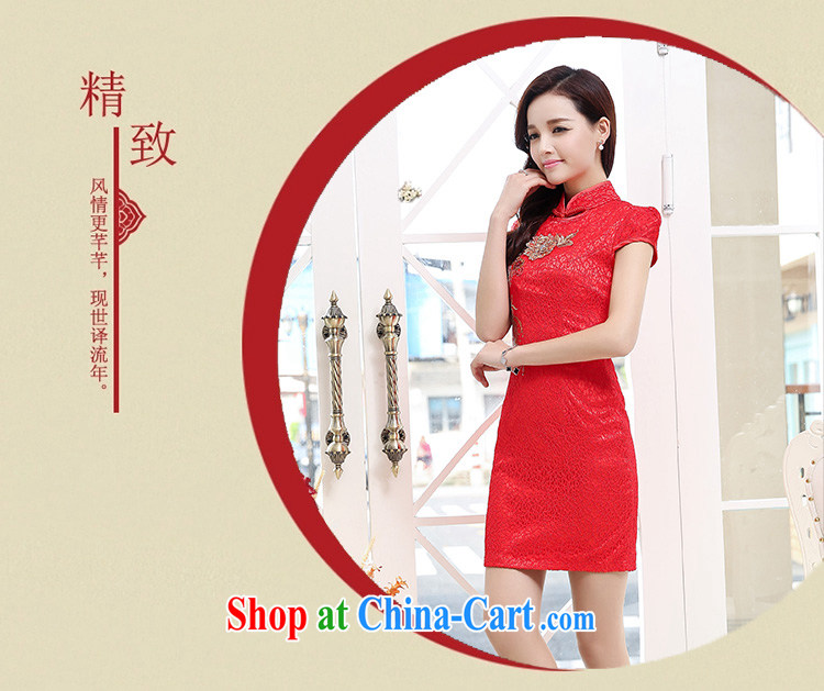 2015 summer edition Korea beauty with retro short-sleeve package and lace cheongsam dress skirts dresses 1539 red L pictures, price, brand platters! Elections are good character, the national distribution, so why buy now enjoy more preferential! Health