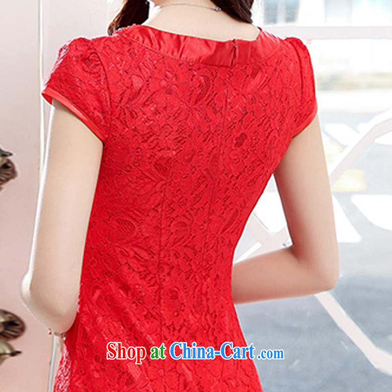 2015 summer edition Korea beauty with retro short-sleeved package and lace cheongsam dress skirts dresses 1539 red L charm, as well as Asia and (Charm Bali), online shopping
