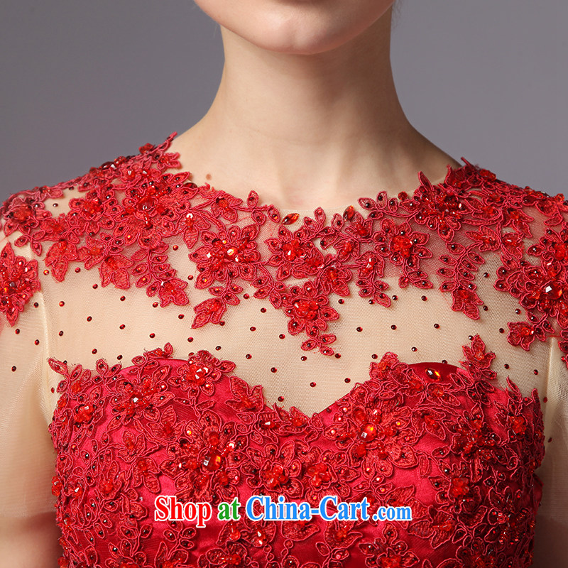It is the JUSERE high-end wedding dresses 2015 new short, festive Red Cross Society of China won a dress transparent lace bows serving high quality fabric red tailored, by no means, and, shopping on the Internet
