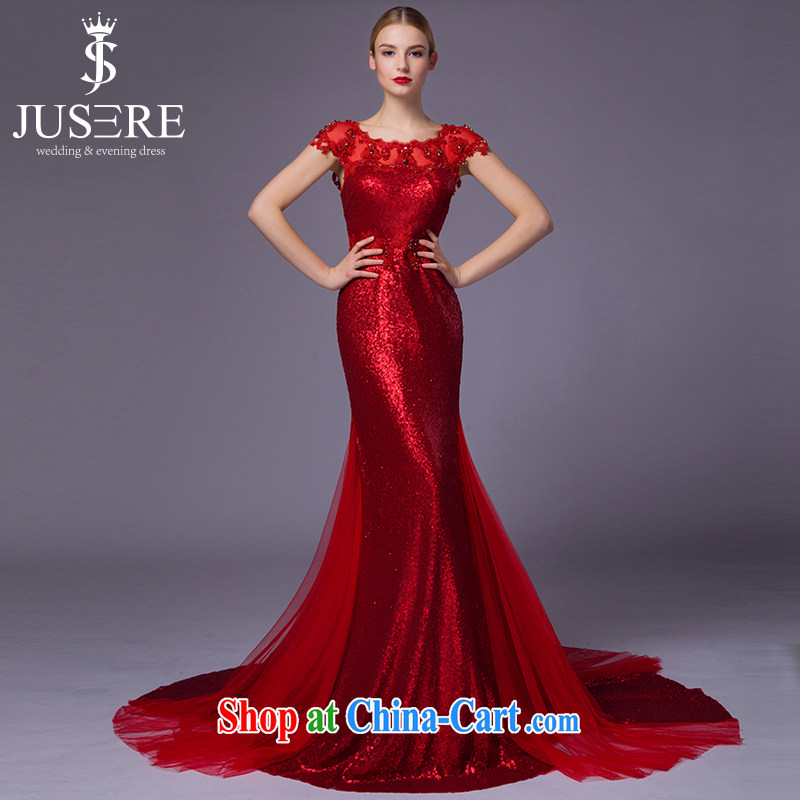 It is the JUSERE high-end wedding dresses 2015 new festive Chinese red name Yuan toast dress uniform high quality fabric red tailored