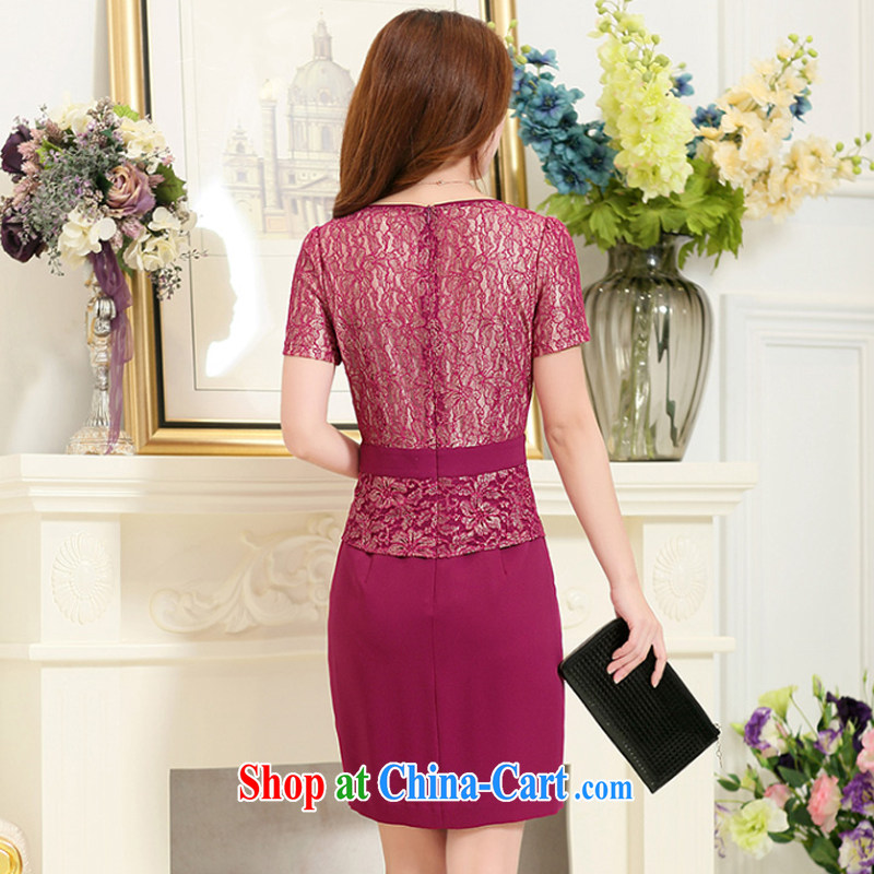Mrs Rosanna Ure Kosovo (Woxi) 2015 summer leave of two piece lace short-sleeved cultivating flouncing middle-aged dresses 6378 red XXXXL, Lucy (Woxi), online shopping