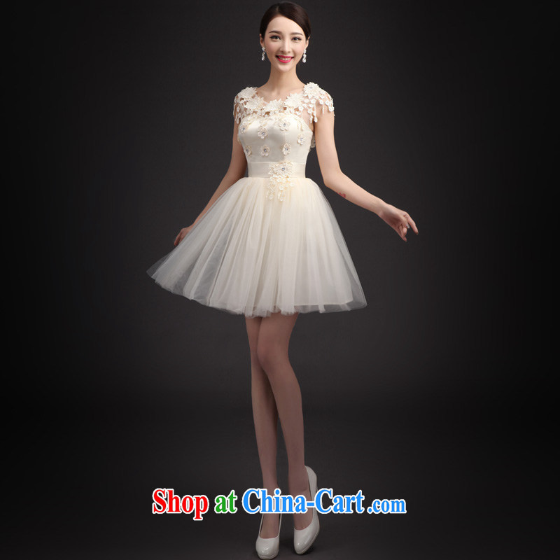 Taylor Martin's 2015 short, small dress Korean version (spring/summer and stylish bridesmaid tied with a bride's toast clothing wedding dress short skirt champagne color L, Taylor Martin (TAILEMARTIN), online shopping