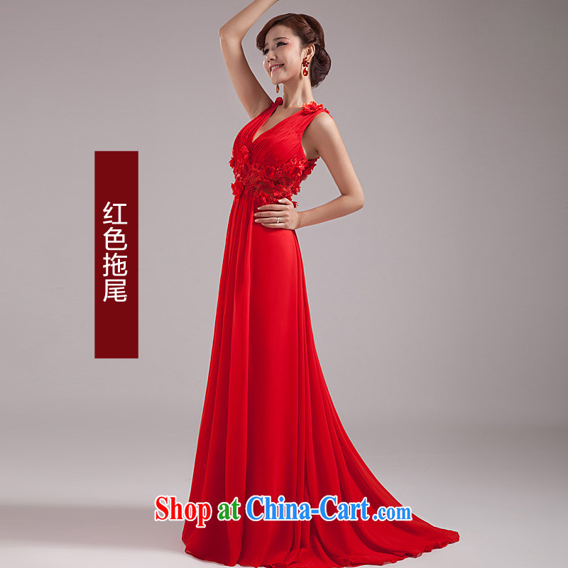 2015 new bride toast clothing dress long red annual marriage dress exposed the dresses female dark red with XL, Ho full chamber, and shopping on the Internet