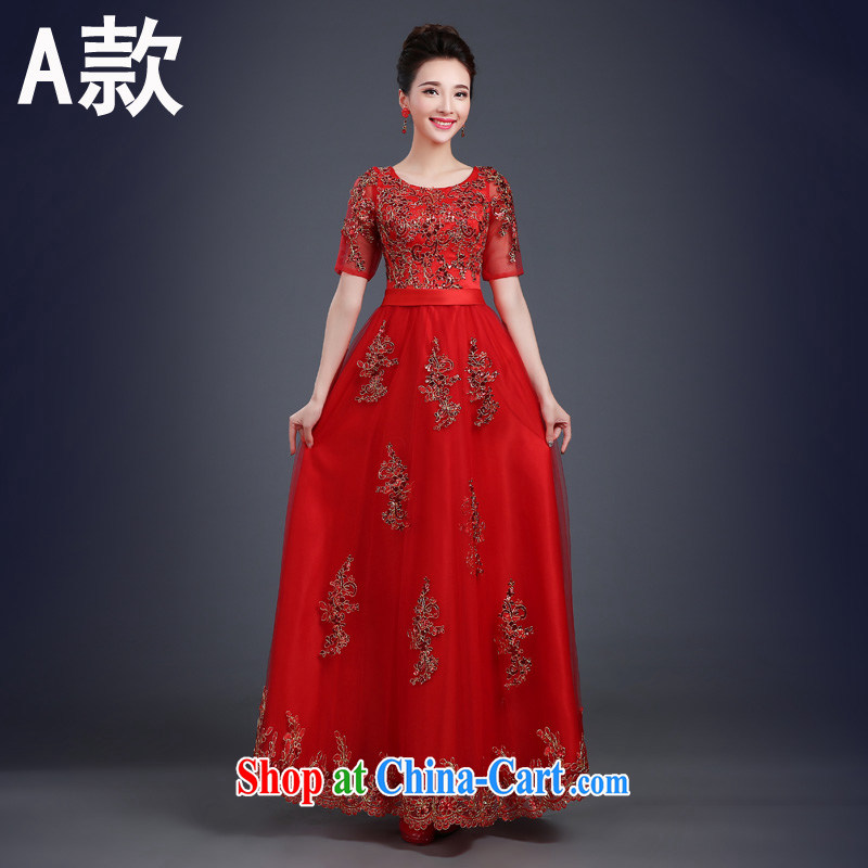 Toasting Service Bridal Fashion 2015 new summer red marriage duration, chest bare shoulders cuff toast wedding dress pleasant bride A XXL paragraph