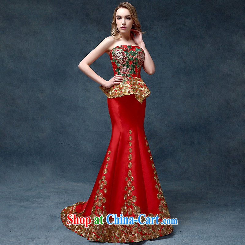 According to Lin Sa 2015 New Evening Dress China wind marriages served toast at Merlion beauty dress uniforms are red, in accordance with Elizabeth Lin, shopping on the Internet
