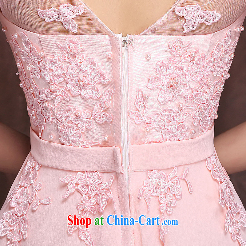 Bridal wedding pink long dual-shoulder bows clothing bridesmaid clothing 2015 fashion style Lace Embroidery fall long skirt pink XL, Ho full chamber, shopping on the Internet