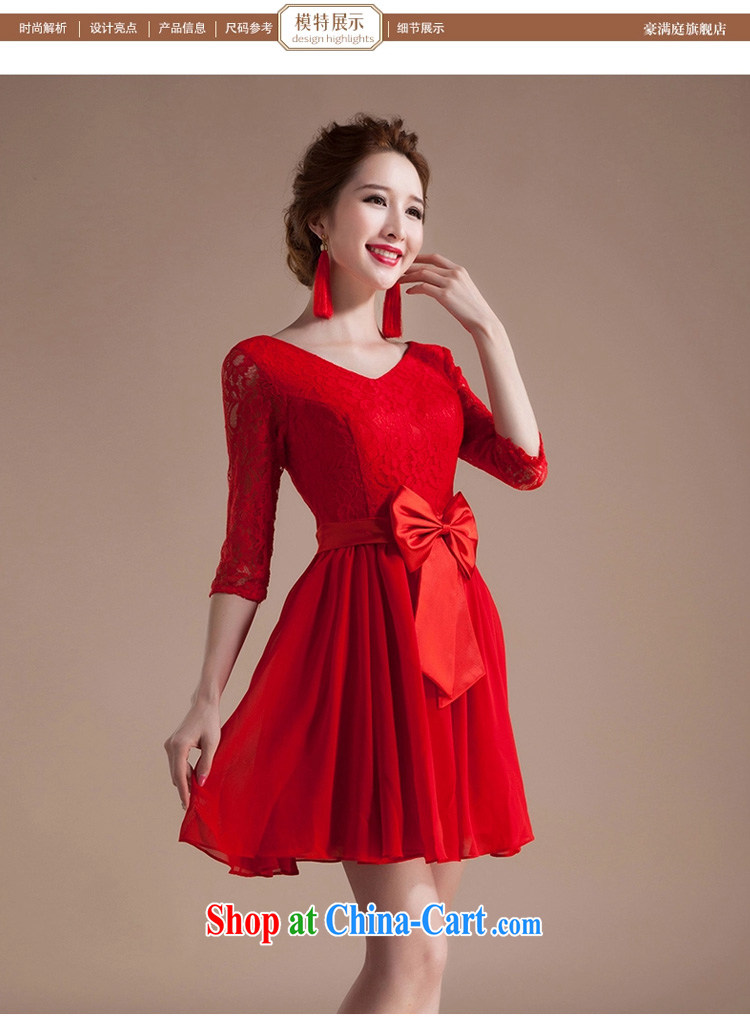 Ho full Chamber bridesmaid dress short bow-tie Openwork lace bridal wedding dresses toast 2015 spring new red XL pictures, price, brand platters! Elections are good character, the national distribution, so why buy now enjoy more preferential! Health