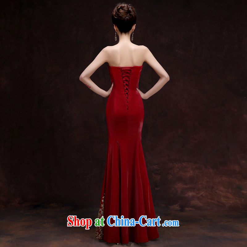 A good service is 2015 new bridal red married Mary Magdalene chest dress banquet evening support, long dresses, girls long 2XL, good service, and, shopping on the Internet