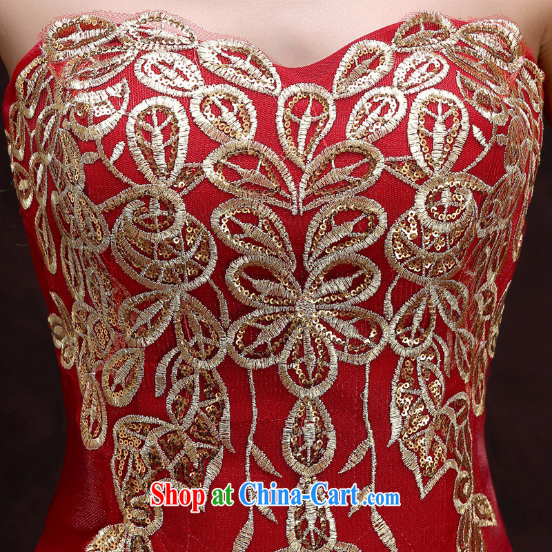 A good service is 2015 new bridal red married Mary Magdalene chest dress banquet evening support, long dresses, girls long 2XL, good service, and, shopping on the Internet