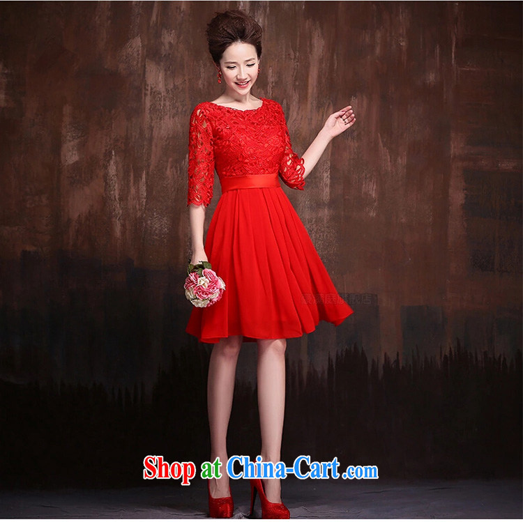 Ho full Chamber red 7 cuff marriages served toast a field cultivation shoulder evening dress lace short bridal red XL pictures, price, brand platters! Elections are good character, the national distribution, so why buy now enjoy more preferential! Health