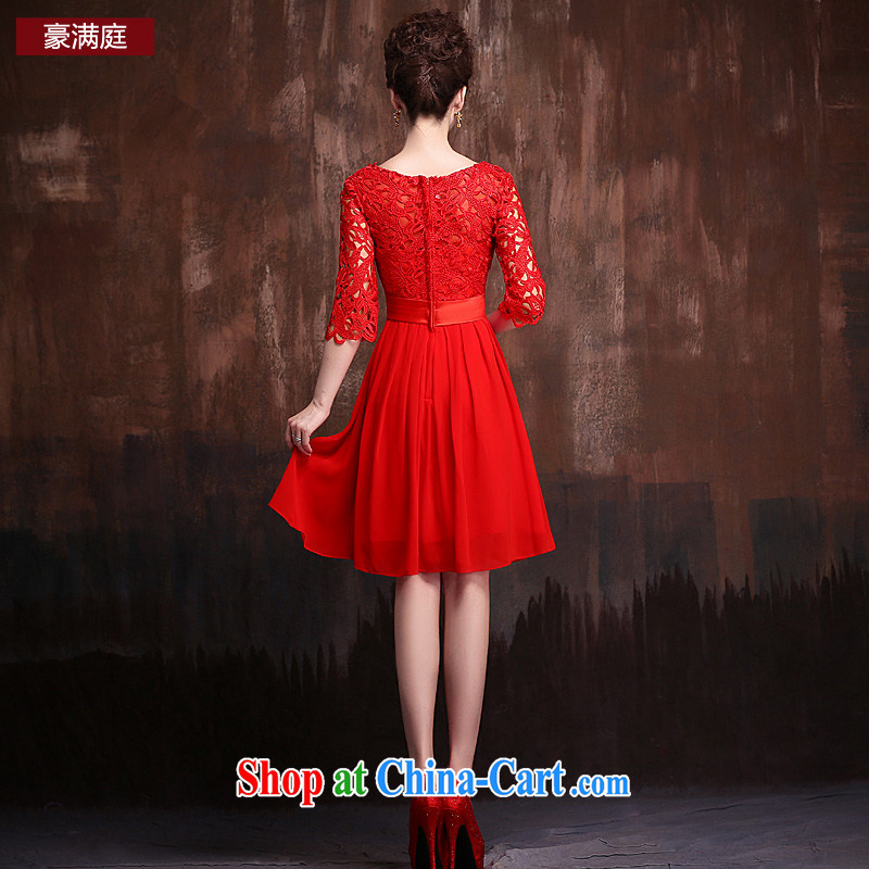 Ho full Chamber red 7 cuff marriages served toast the Field shoulder beauty Evening Dress lace short bridal red XL, Ho full chamber, shopping on the Internet