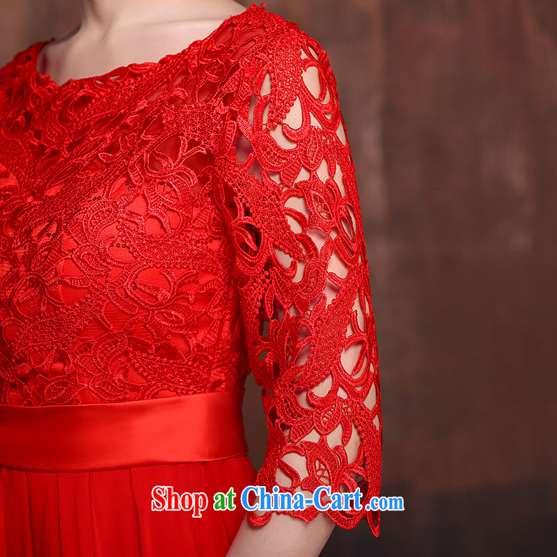 Ho full Chamber red 7 cuff marriages served toast the Field shoulder beauty Evening Dress lace short bridal red XL, Ho full chamber, shopping on the Internet