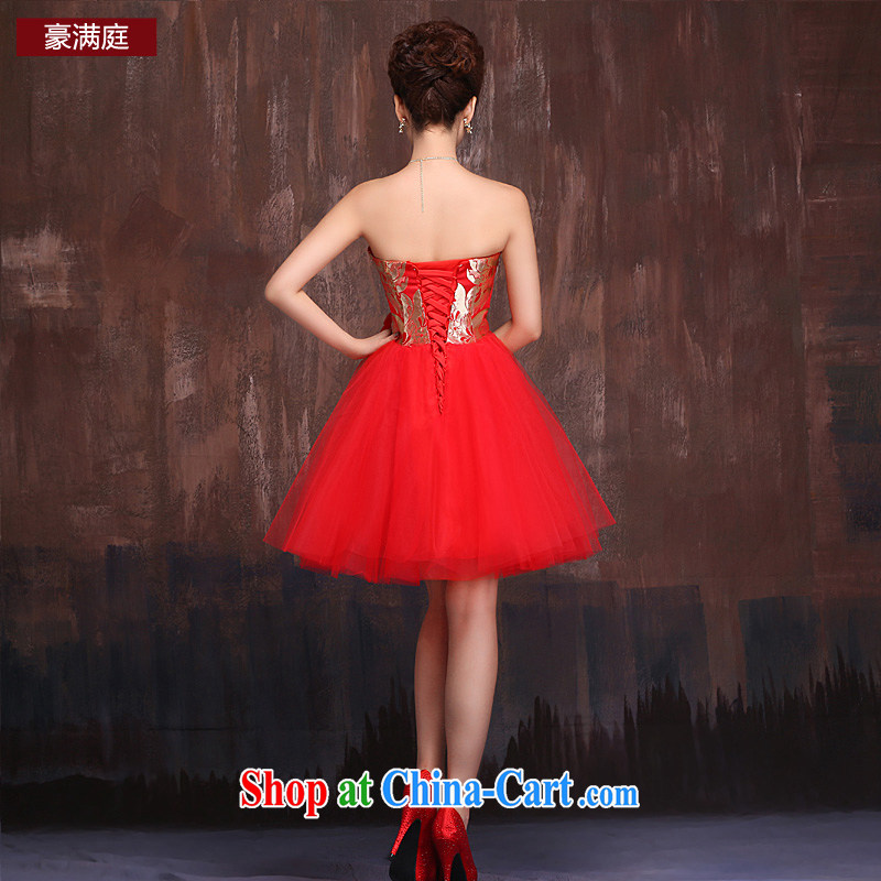 Marriages served toast wedding dresses 2015 New red short shaggy dress wiped chest dress bridesmaid clothing summer red L, Ho full Chamber, shopping on the Internet