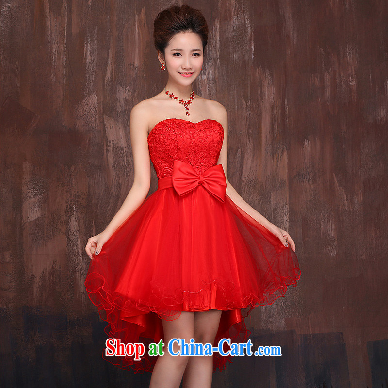 Bride's former long serving toast red 2015 spring and summer new wedding dress bridesmaid beauty tie evening dress red M