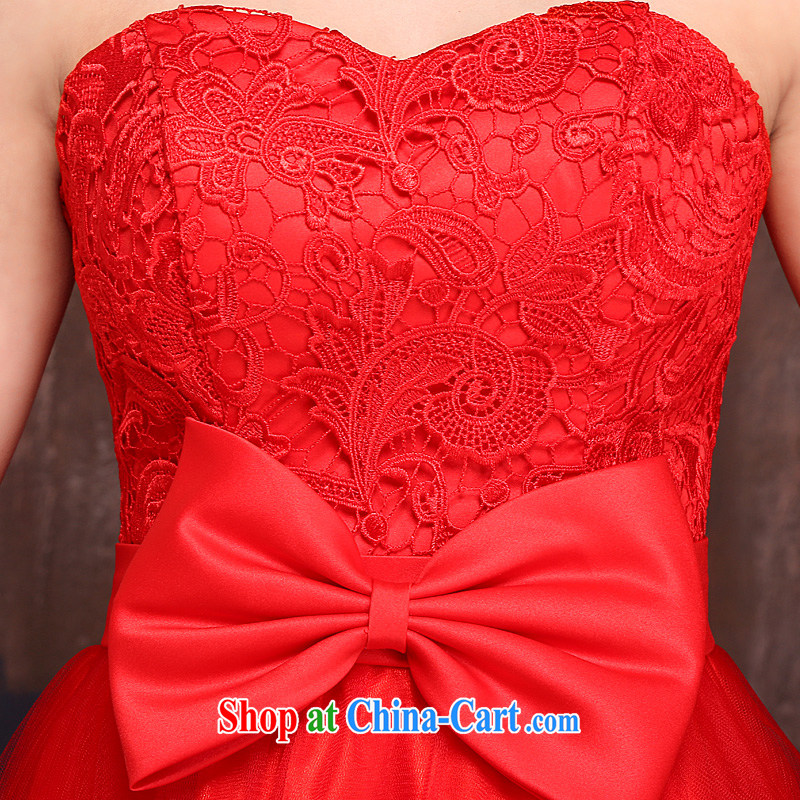Bride's former long serving toast red 2015 spring and summer new wedding dress bridesmaid beauty tied with evening dress red M, Ho full chamber, shopping on the Internet